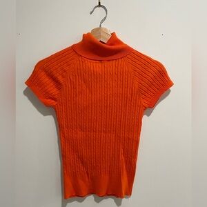 Context Cable-Knit Short-Sleeve Sweater Orange